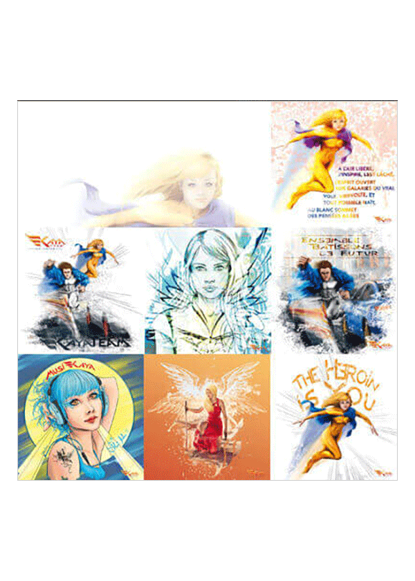 Lot 7 cartes postales Kaya Team Universe